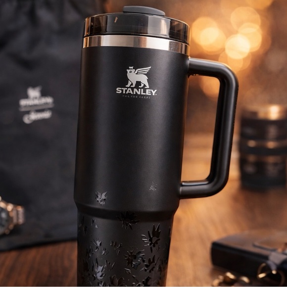 None Other - Black Quencher Tumbler Floral Engraved Handle Cup 40oz Style Gift New
